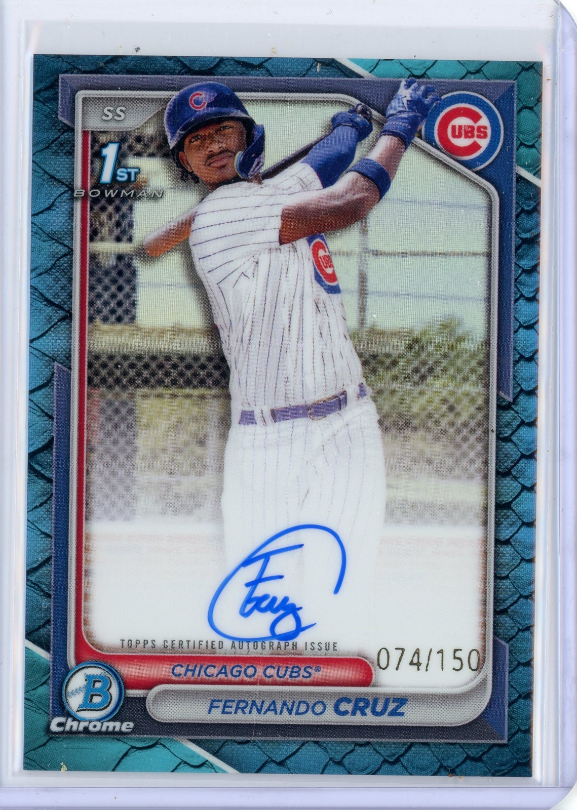 2024 Bowman Chrome Fernando Cruz 1st Auto Reptilian Blue /150