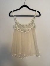 Vintage 90s Victoria s Secret Sheer Embroidered Floral Babydoll Chemise 34C