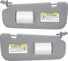 Gray Driver Left + Passenger Right Side Sun Visor Replacement Compatible Grey 