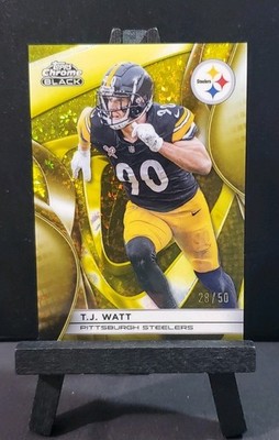 2025 Topps Chrome Black TJ Watt Gold Mini Diamond 28/50 Pittsburgh Steelers