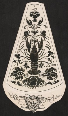 Bruno von Wahl - Entwurf Fächer Hummer Zeichnung Jugendstil Art Nouveau