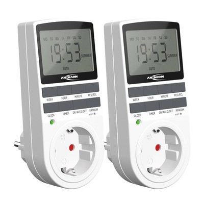 ANSMANN digitale Zeitschaltuhr, LCD-Display, 3680W, 10 Schaltzeiten - 2 Stück