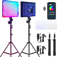 GVM RGB Video Lights Photography Lighting Kit, 50W Bi-Color 3200K-5600K Studi...