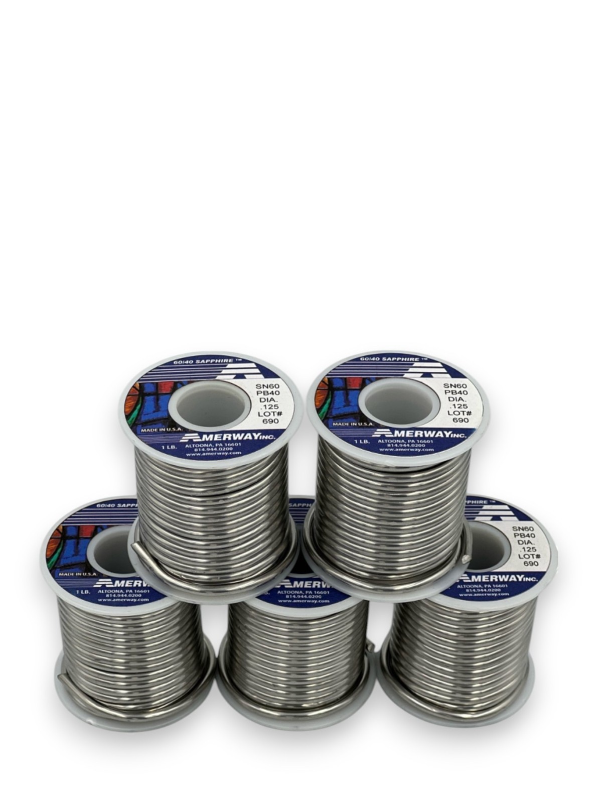 Amerway Sapphire 60/40 Solder for Stained Glass (5 Pack) - $26.95 ea.