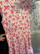 Vineyard Vines Palms And Plumeria Ruffle Sleeve Dress Knockout Pink