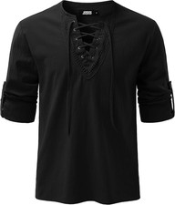 Mens Renaissance Shirt Medieval Pirate Viking Halloween Costume