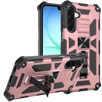 For Samsung A17 5G Case Shockproof Modern with Stand Metal Plate +Tempered Glass