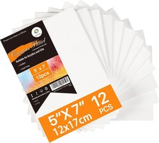 Simetufy 12 Pack 5x7 Inch Small Flat Canvas Boards for Painting, 5x7, white 