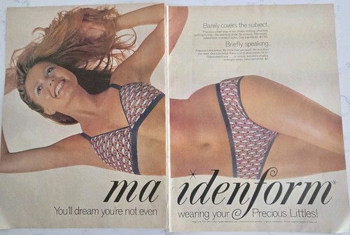  1971 Women's Maidenform Precious Littles underwear bra Vintage 2 Page Ad 