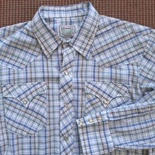 Vtg H Bar C California Ranchwear Shirt 15.5-34 L-XL Plaid Western Pearl Snap