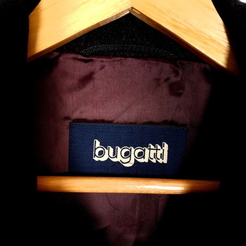 BUGATTI Men Coat Size EU55 UK46 3XL Wool Black Button-Front Long Collared - Image 4 of 4