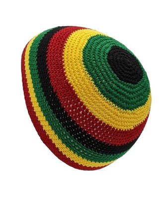 Reggae Rasta Skull Cap rot gelb grün gestreift Mütze Reggae Festival Beanie 56 cm