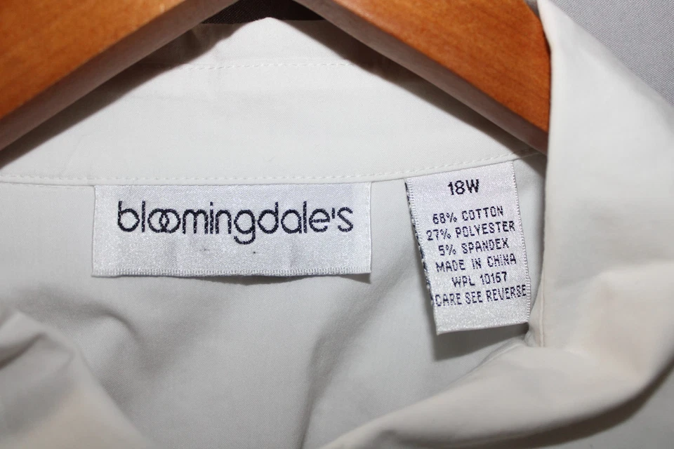 Blusa Bloomingdale’s para mujer blanca con volantes talla 18W mezcla de algodón puño francés Foto 3 de 4