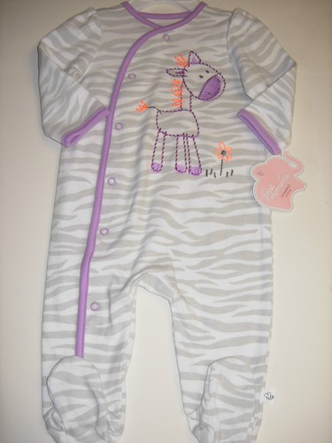 First Moments Infant Baby Girl's Pajama's Sleeper Sleep & Play Zebra 3M 6M NWT - 第 3/6 張圖片