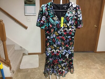 Women's Sam Edelman Puff Sleeves Mesh Embroiled Dress, Size 6,  Multicolor. | eBay