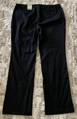 St Johns Bay Straight Leg Khaki Pants Womens 20T Black Mid Rise