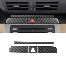 Cubierta de botón de luz de peligro de fibra de carbono 4 piezas para Volkswagen Passat 2006-2011