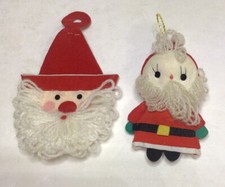 Fabric Yarn Santa Claus Ornaments Santa Head Santa With Bell On Body Set Of 2