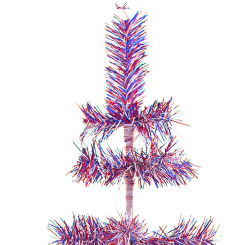 4th of July Tree 4FT Firework Tinsel Christmas Tree Red, White, & Blue 48in - Image 2 of 4