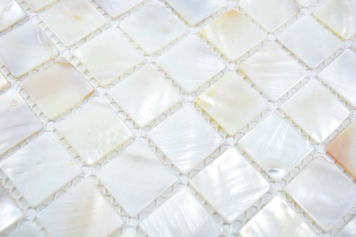 Mosaïque De Coquillage Nacre - 150-SM2525 - Brillant, Maille 300x300mm - Pour Cuisine, Salle De Bain