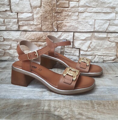DAMEN LEDER SANDALEN MADE IN ITALY NP22059 COGNAC SANDALE MODE SOMMER