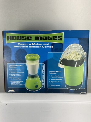 House Mates Hot Air Popcorn Maker and Personal Blender 17.5 Oz 160 watts Combo