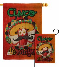 Amigo Chili Cinco de Mayo Burlap Garden Flag Summertime Decorative Yard Banner