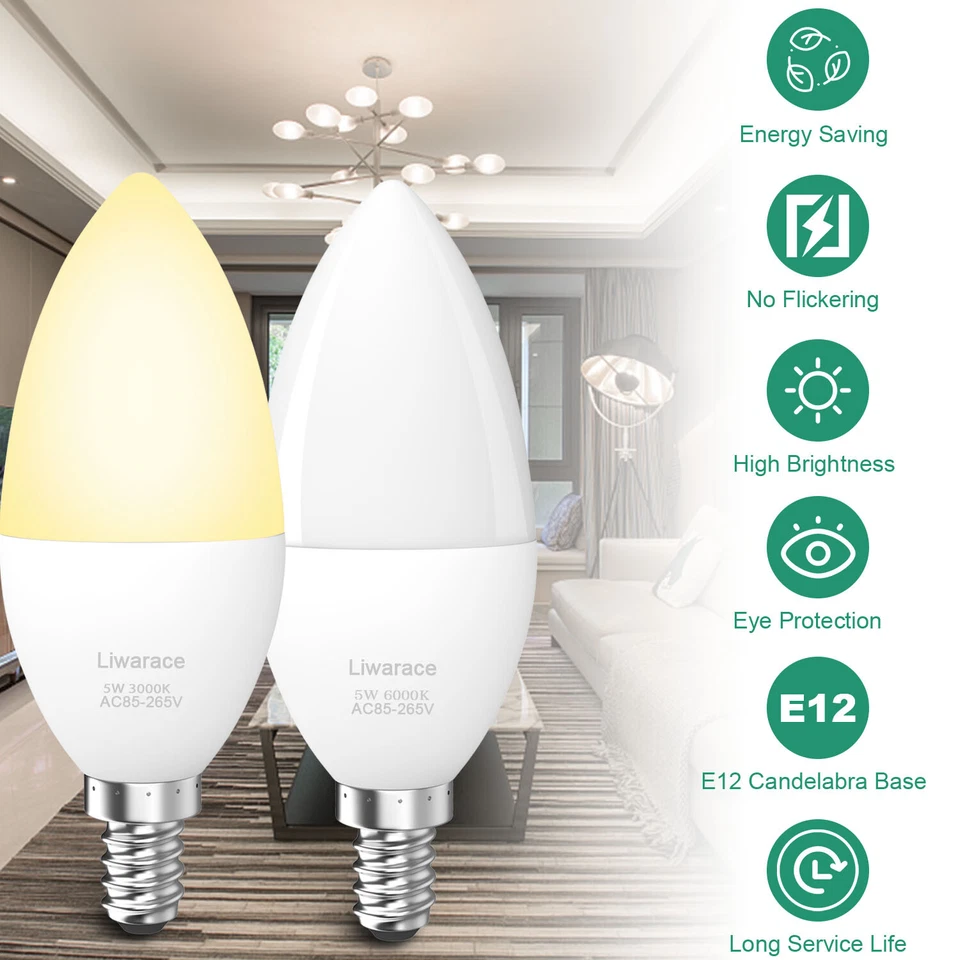 5W/7W Energy Saving Replacement Lamps E12 LED Candle Pendant Light Bulb 1-8PCS - Image 2 of 4
