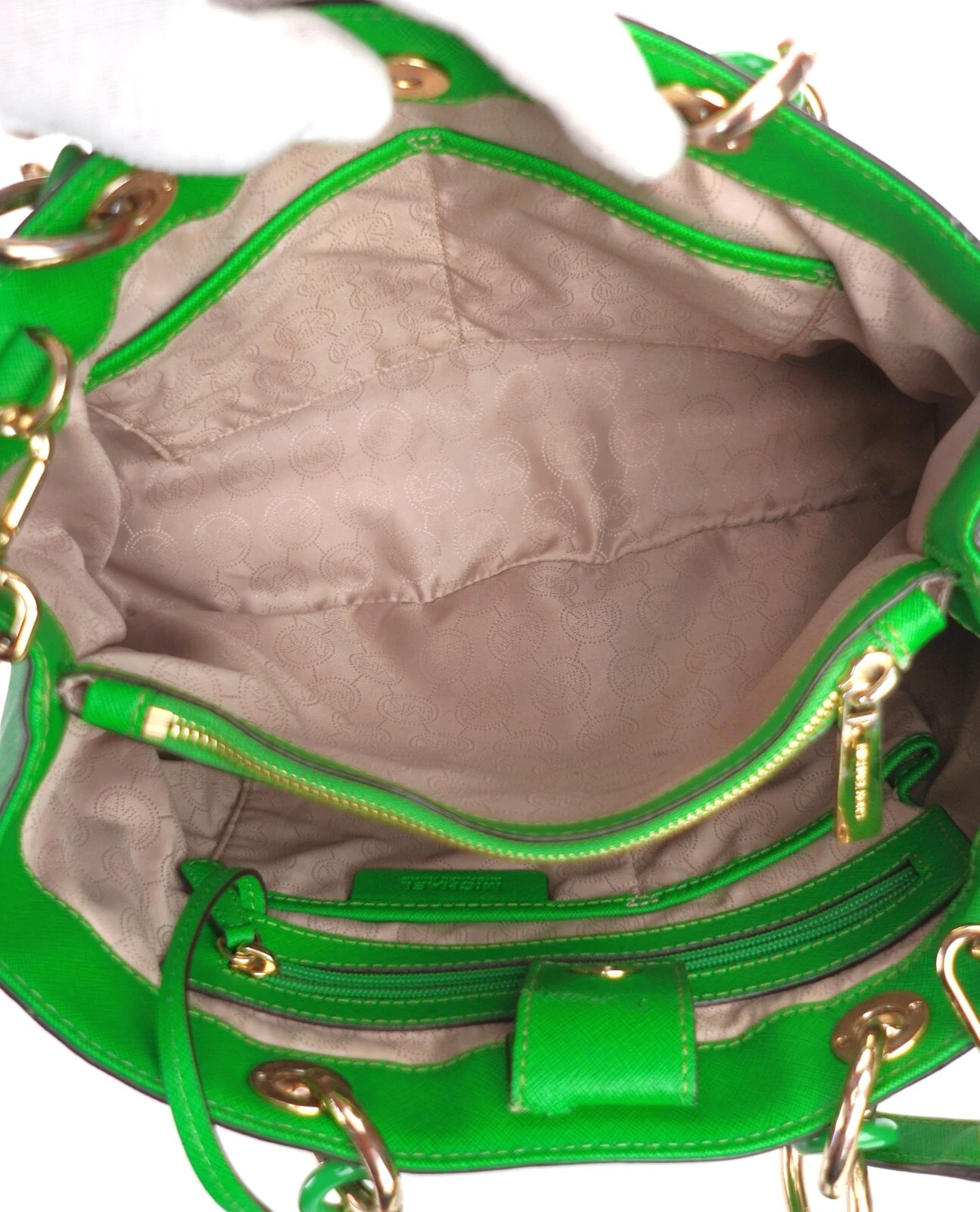 Borsa a tracolla MICHAEL KORS Cynthia verde pelle saffiano con catena + tracolla