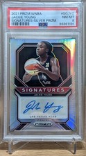 2021 Prizm Prizm WNBA Jackie Young Signatures Silver Prizm #SG-JYG PSA 8 NM-MT