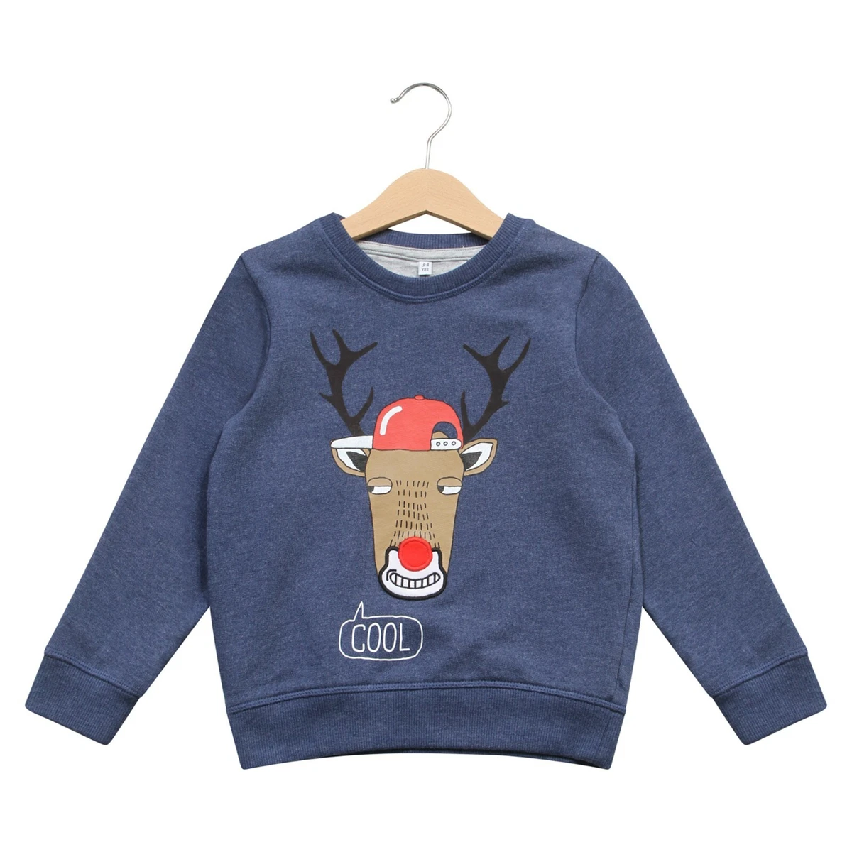 Boy s Christmas Rudolph Jumper Ex Marks Spencer Xmas Sweater Blue 2 3 Years