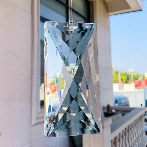 Clear 120MM Large Rectangular Crystal Fengshui Faceted Prism Hanging Suncatcher - Picture 2 of 6