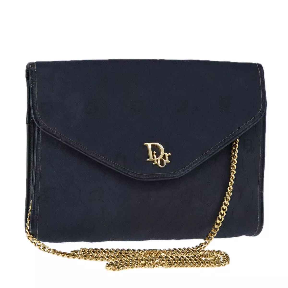 Christian Dior sac à bandoulière chaîne toile nid d'abeille noir or authentique 109316