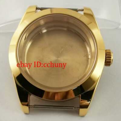 39mm sapphire crystal  gold plated Case solid back Fit NH35 NH36 Movement