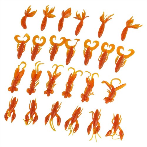 (Orange)25pcs Silicone Crawfish Worm Lure Bait For Carp Bass Fishing - Picture 5 of 7