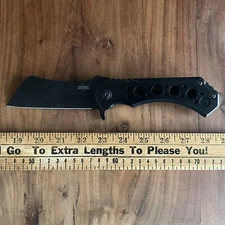 S-Tec Giant 12" Folding Assisted Open Cleaver Pocket Knife/Black