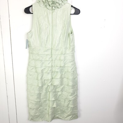 London Times Dress Womens 8 Mint Ruffle V Neck Tiered Fitted Empire Waist |  eBay