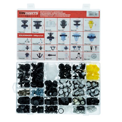 286x 24-Arten Auto Befestigung Clips Spreiznieten Verkleidung Set für VW