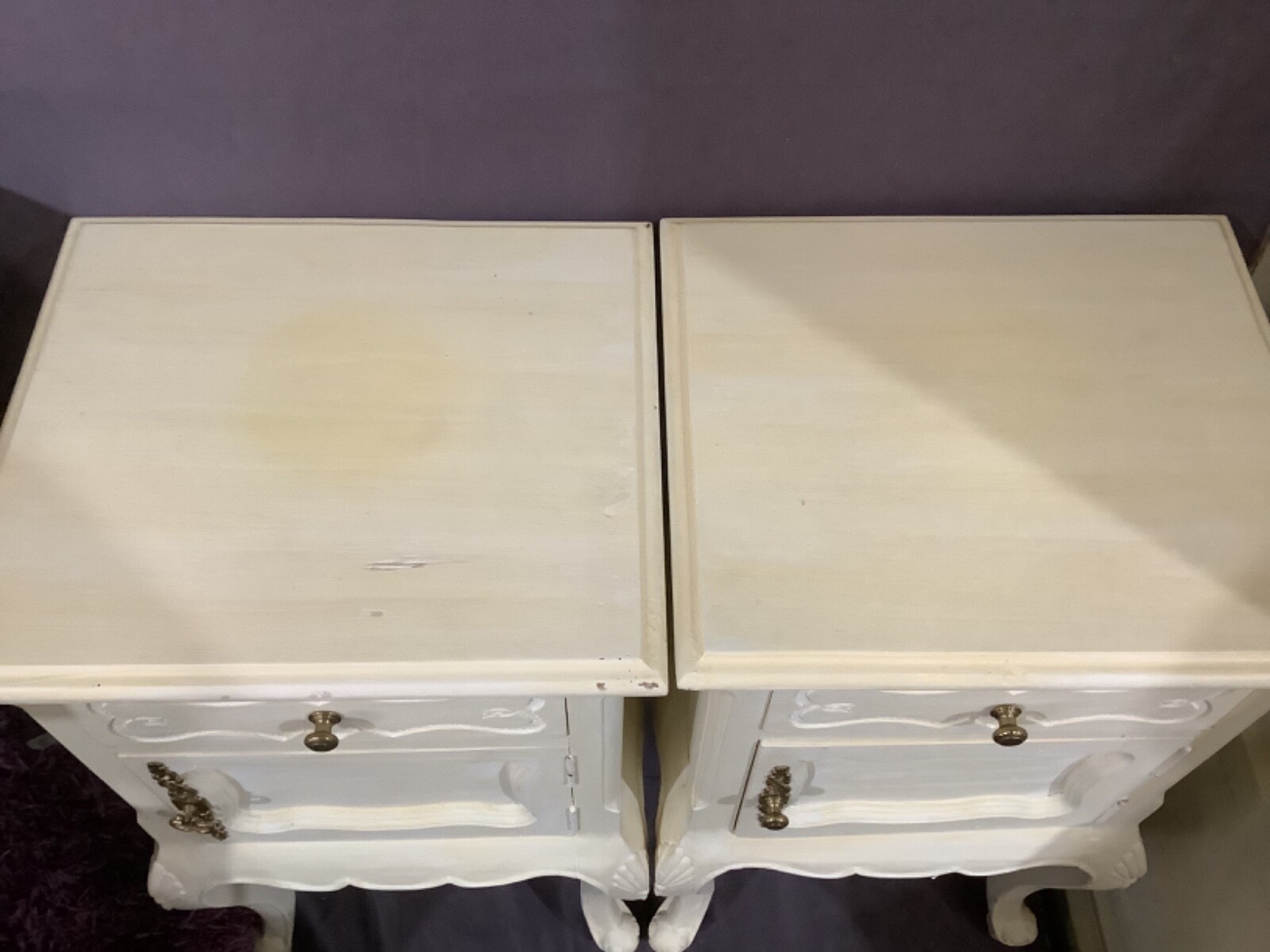 Bedside pair x2 ornate carved wood cream Victorian style cream z2105 eBay