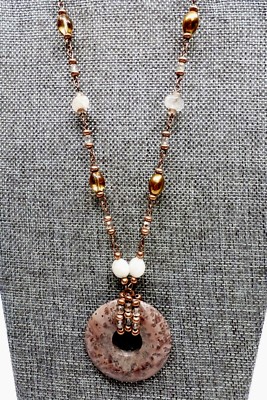 A85) Lia Sophia Copper & Gemstone Necklace