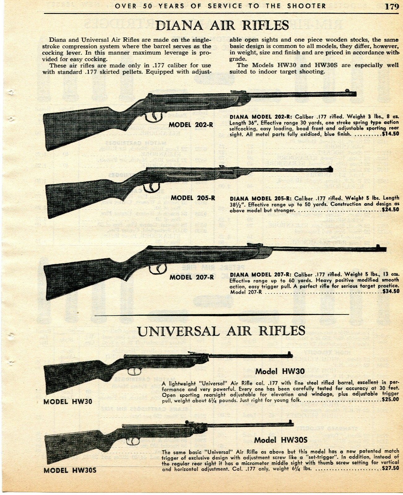 1964 Print Ad Diana Air Rifle Model 202R 205R 207R, Universal HW30
