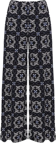 Women's Plus Print Palazzo Trousers Ladies Full Length Pattern Stretch Flared - Picture 2 of 4