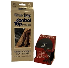 2 Vintage L'eggs Pantyhose Sheer Elegance Opaques & Winter Control Top Size A