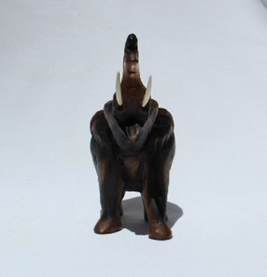 Wooden Elephant Trunk Up 27cm size Handcarved in Thailand Fair Trade