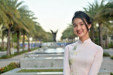 Vietnamese Pink Silk  o D i with Hand Embroidery