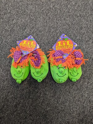 2 Pair Russ Berrie Baby Booties Plush Halloween Size 0-10 Months Shoes New Witch