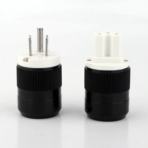 Paar Gold/Rhodiniert US AC Audio Netzstecker IEC C15 HiFi Stromkabel Stecker - Bild 15 von 31