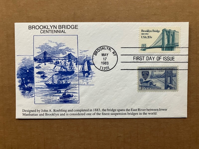 1983 20c Brooklyn Bridge 2041 KMC Venture Combination First Day Cover LE / 500