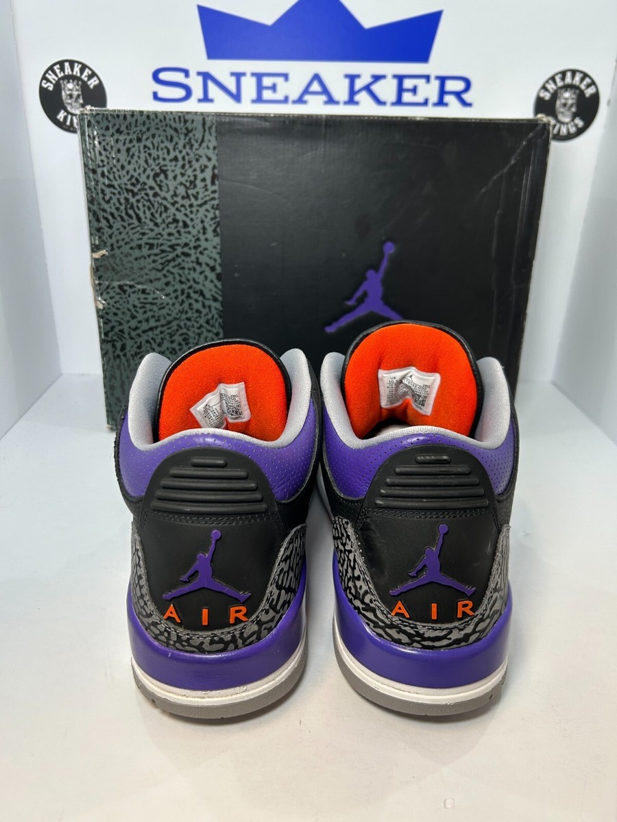Air Jordan 3 Retro Black Court Purple Phoenix Suns Size 10.5