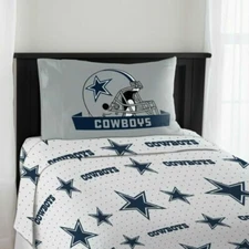NFL Dallas Cowboys 3 Piece Twin Sheet Set Monument Design Team Colors ~ NEW